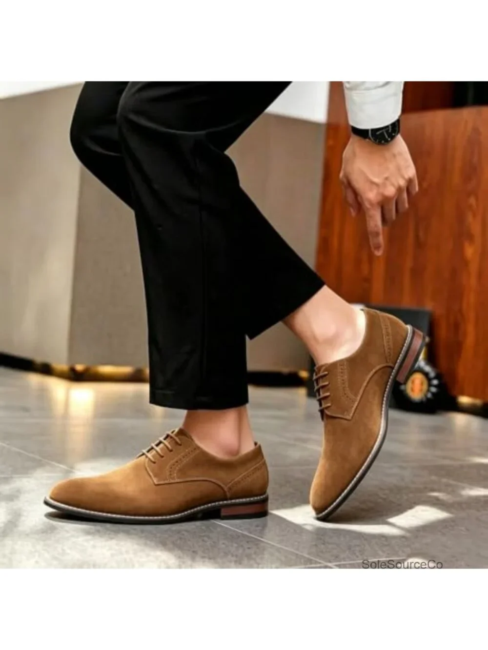 Men's Suede Wingtip Oxford Dress Shoes Lace-Up Business Formal